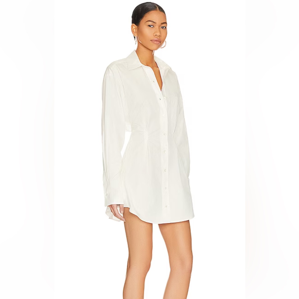 Nwt L'academie Noria Shirt Mini Dress In Bright White